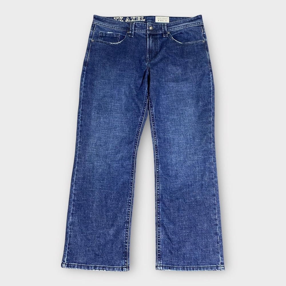 TK Axel Slim Boot Jeans Men's 38x31 Denim Dark Wash Blue Casual Grunge Rodeo Y2K